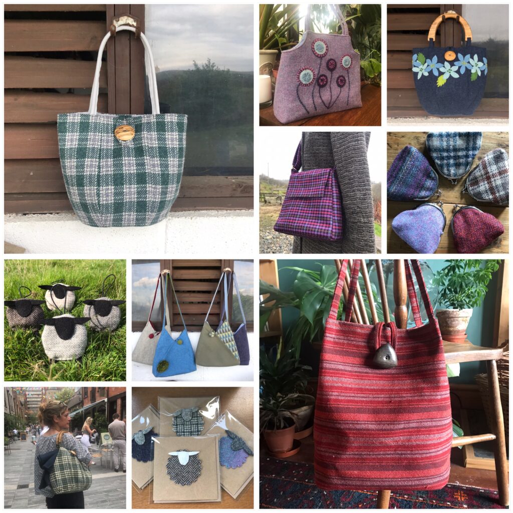 From her West Wales studio, Mopani beans designs and creates unique vintage Welsh tweed handbags, home decor items and gifts.