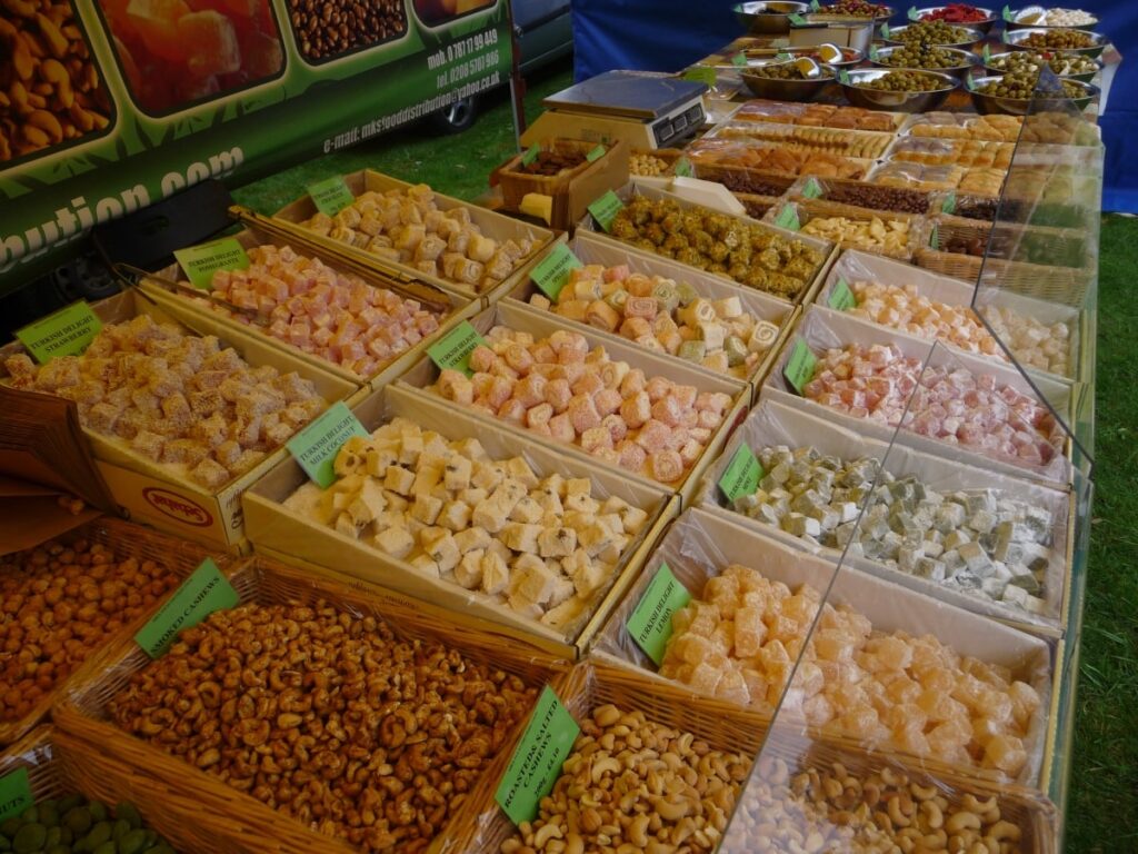 MKS FOOD DISTRIBUTION sells a wide selection of freshly marinated olives and anti-pasties, roasted nuts, Turkish delights and baklavas.