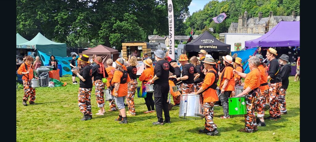 We are Small Town Samba. We are a non-profit Samba band based in Llanwrtyd Wells. We started up two years ago after many requests following the New Year’s Samba in Llanwrtyd that we've always organised.